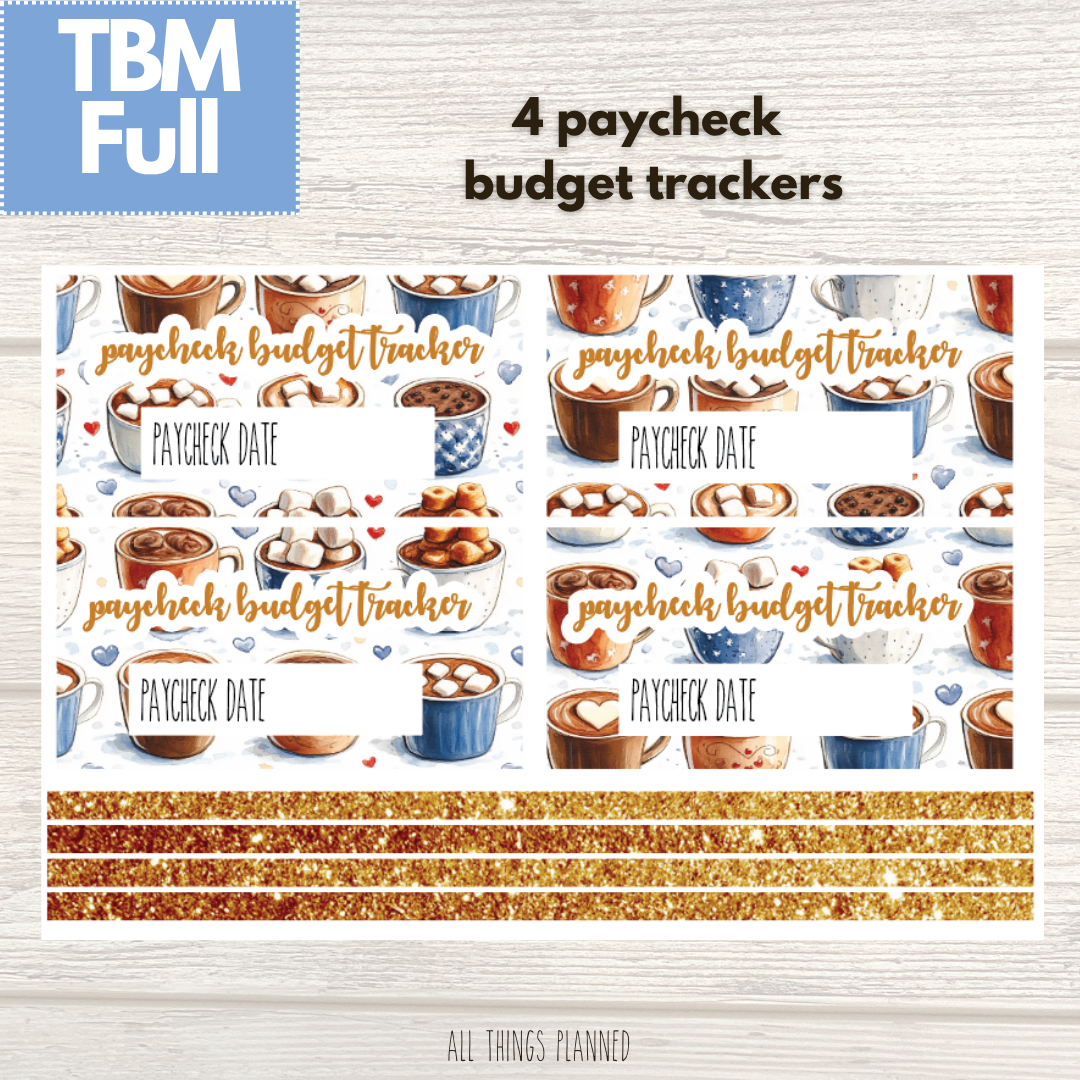 Full Dec. (Cozy Cups) Paycheck Budget Trackers