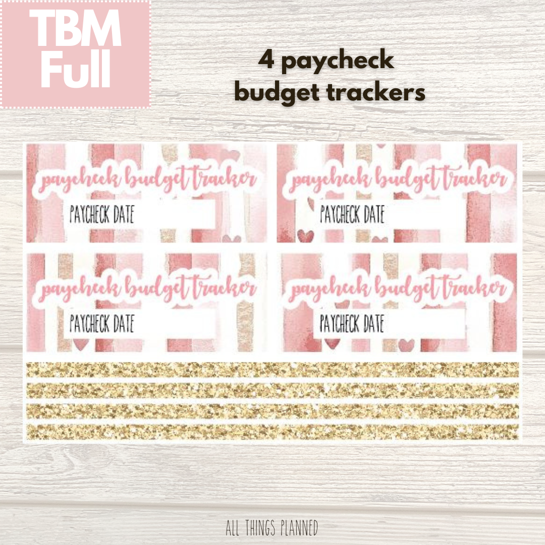 Full Feb. (Love Bliss) Paycheck Budget Trackers