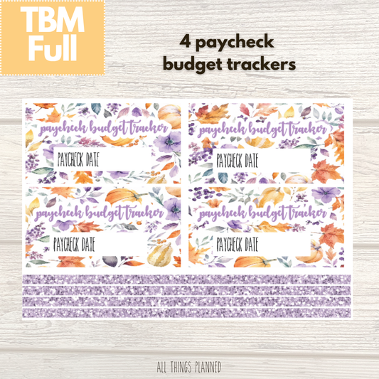 Full Nov. (Purple Harvest) Paycheck Budget Trackers