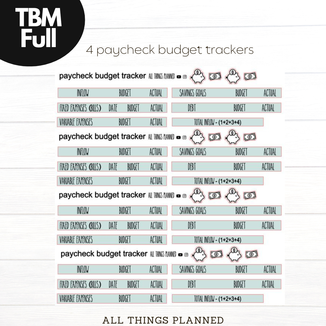 Full Oct (Pumpkins Bows) Paycheck Budget Trackers