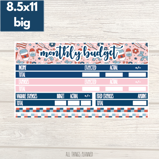 8.5x11 | Big | July (Happy 4th) Budget Kit