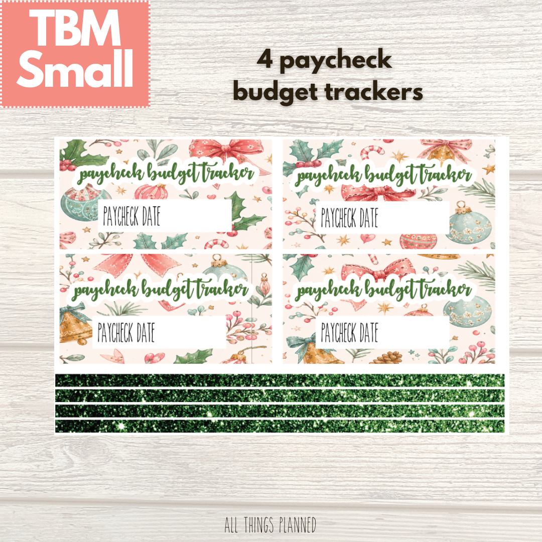 Small Dec. (Christmas) Paycheck Budget Trackers