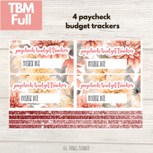 Full Oct. (Fall Florals) Paycheck Budget Trackers
