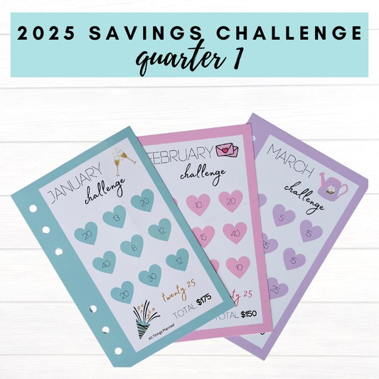 2025 Savings Challenge Cards - Quarter 1