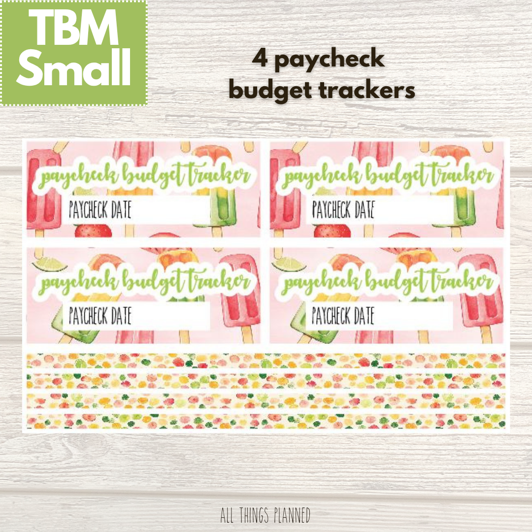 Small June (Popsicles) Paycheck Budget Trackers