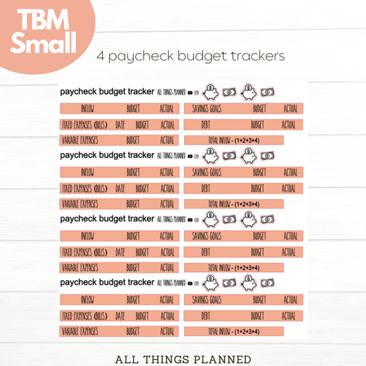 Small May (Peaches) Paycheck Budget Trackers