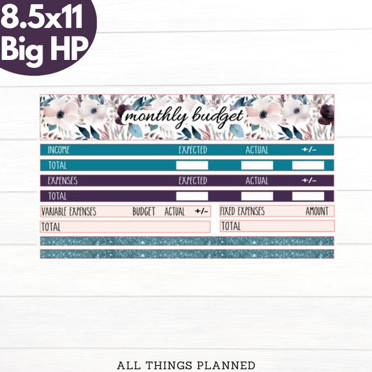 8.5x11 | Big | Feb. (Winter Flowers) Budget Kit