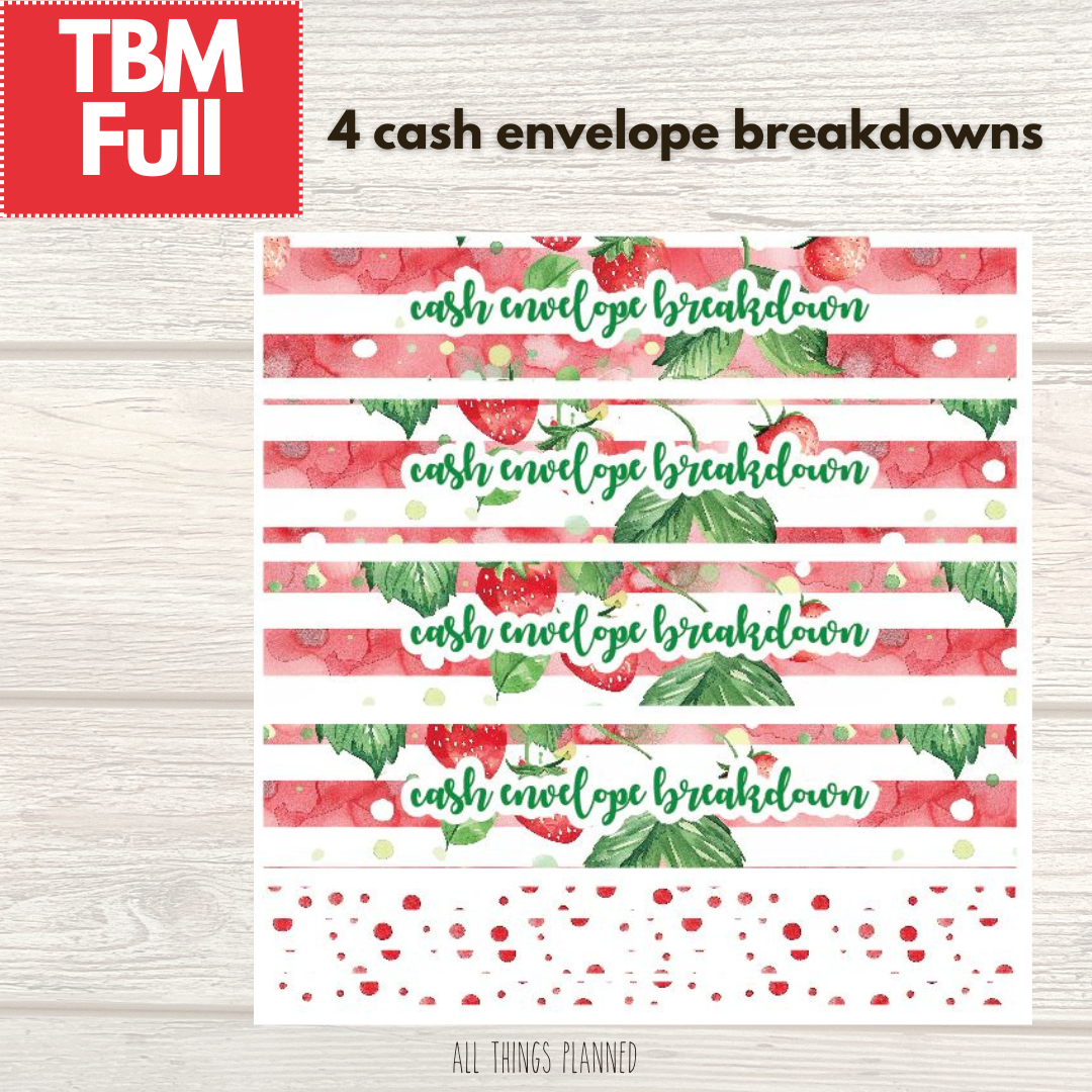 Full April (Strawberry Garden) Cash Envelope Breakdown