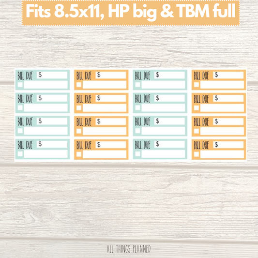 8.5x11 | Big | TBM FULL | May (Golden Rain) Bill Due Stickers