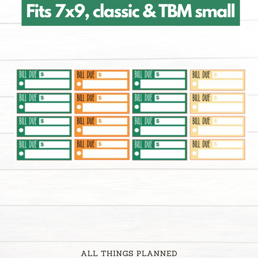7x9 | Classic | TBM SMALL | Sept (Starbies) Bill Due Stickers