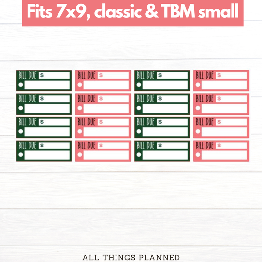 7x9 | Classic | TBM SMALL | (Christmas Presents) Bill Due Stickers