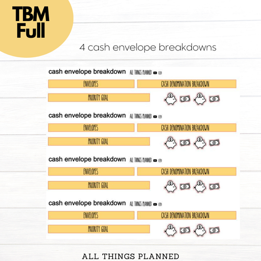 Full Mar. (Bumblebees) Cash Envelope Breakdown