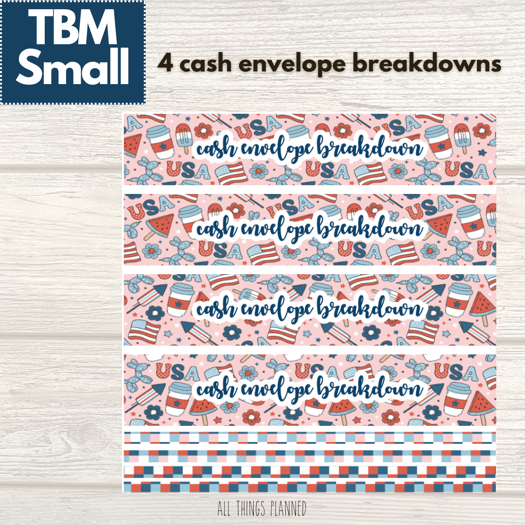 Small July (Happy 4th) Cash Envelope Breakdown