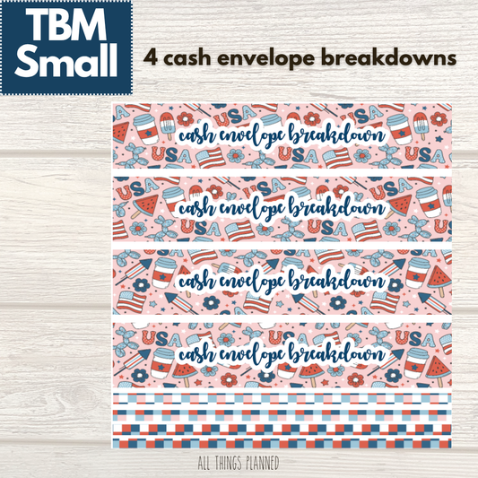 Small July (Happy 4th) Cash Envelope Breakdown