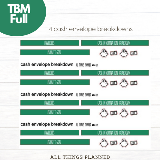 Full Sept (Starbies) Cash Envelope Breakdown