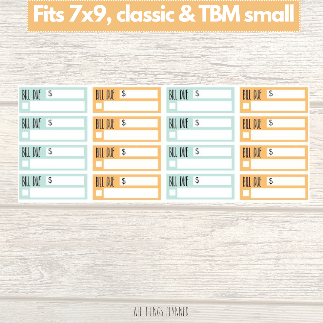 7x9 | Classic | TBM SMALL | May (Golden Rain) Bill Due Stickers