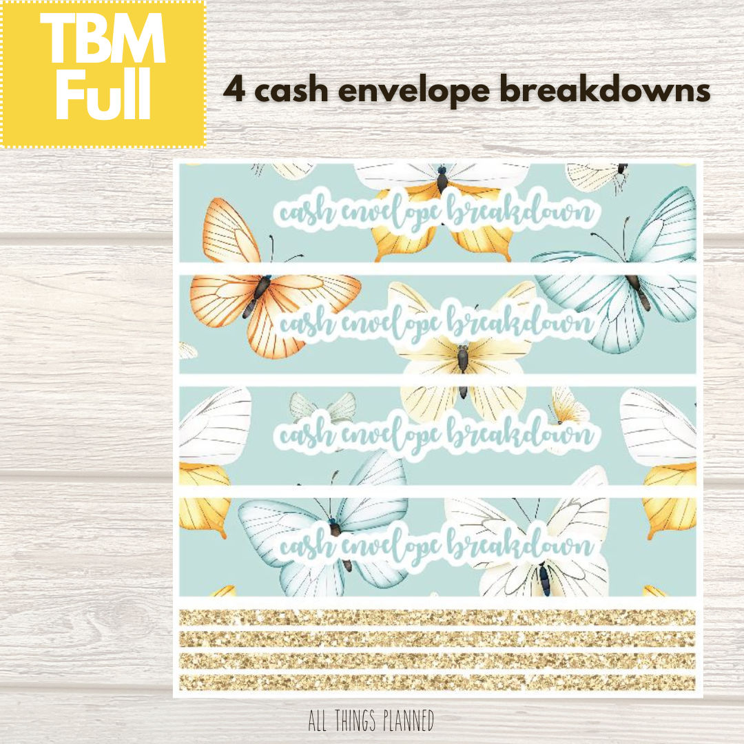 Full Mar. (Butterflies) Cash Envelope Breakdown