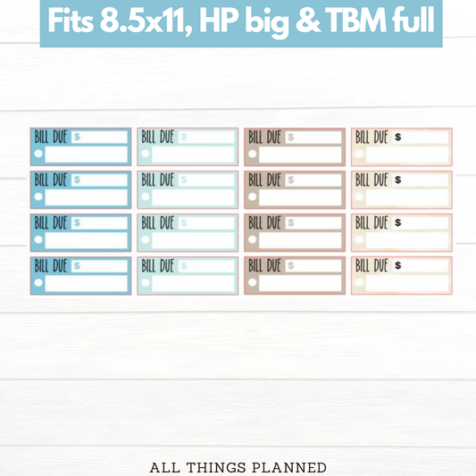8.5x11 | Big | TBM FULL | July (Beach Books) Bill Due Stickers