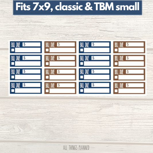 7x9 | Classic | TBM SMALL | Jan. (Wonderland) Bill Due Stickers