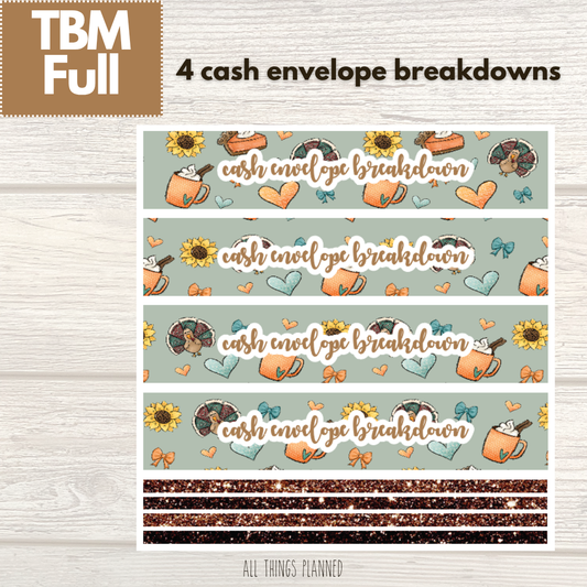 Full Nov. (Thanksgiving) Cash Envelope Breakdown
