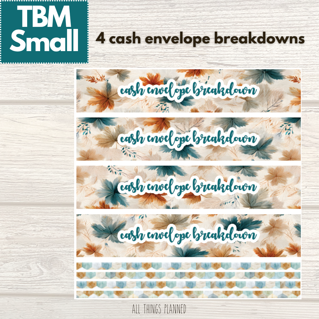Small Sept. (Dreamy Fall) Cash Envelope Breakdown