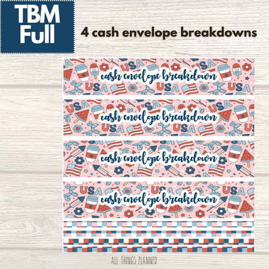 Full July (Happy 4th) Cash Envelope Breakdown