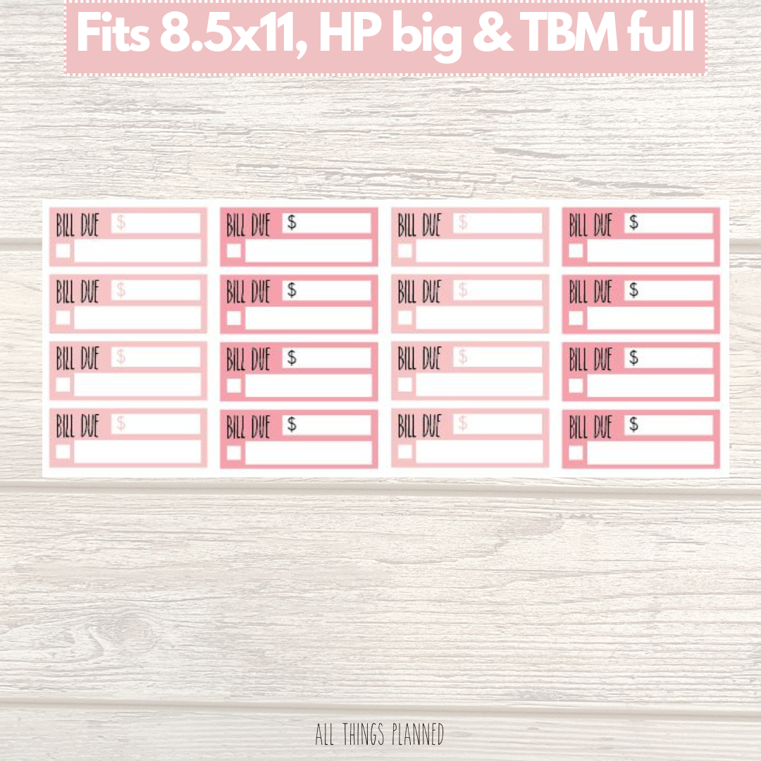 8.5x11 | Big | TBM FULL | Feb. (Love Bliss) Bill Due Stickers