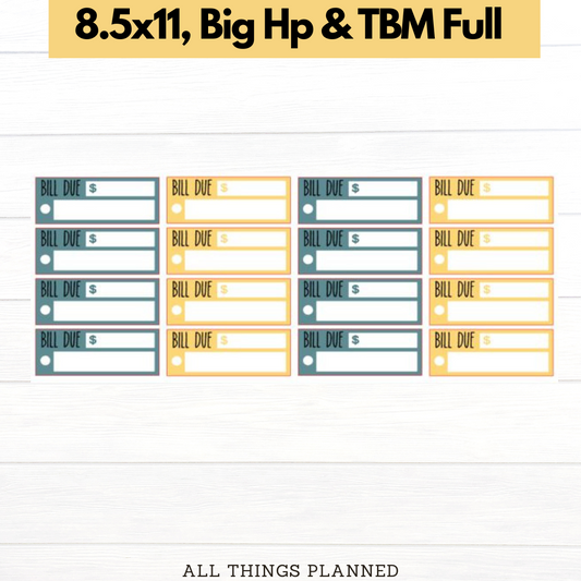 8.5x11 | Big | TBM FULL | Mar. (Bumblebees) Bill Due Stickers