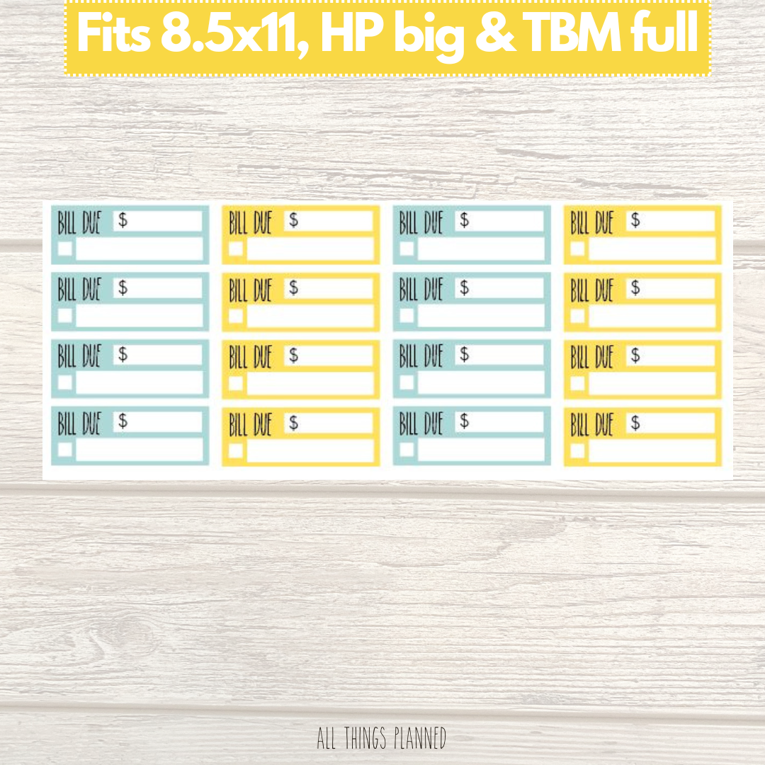 8.5x11 | Big | TBM FULL | Mar. (Butterflies) Bill Due Stickers