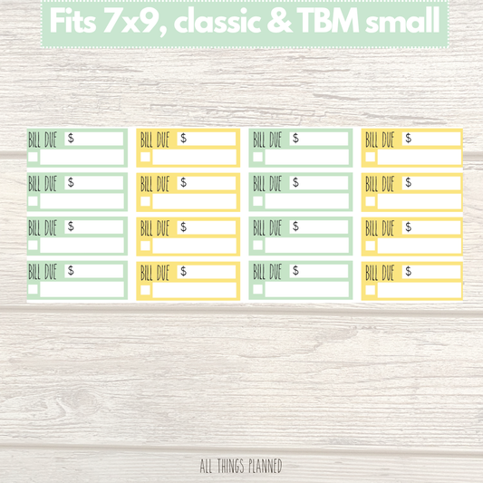 7x9 | Classic | TBM SMALL | Aug. (Tutti Fruiti) Bill Due Stickers