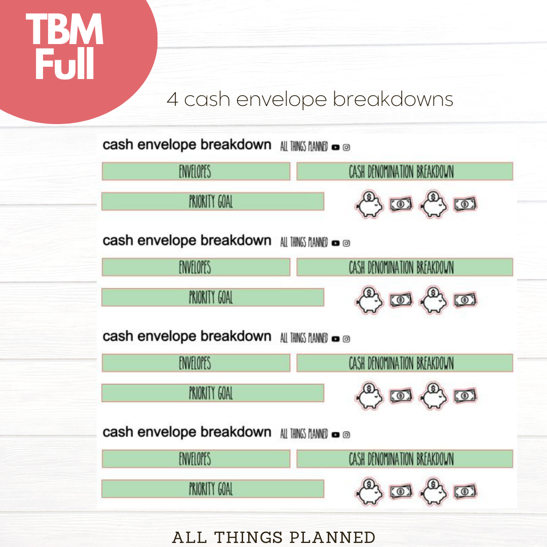 Full Mar. (Ladybugs) Cash Envelope Breakdown