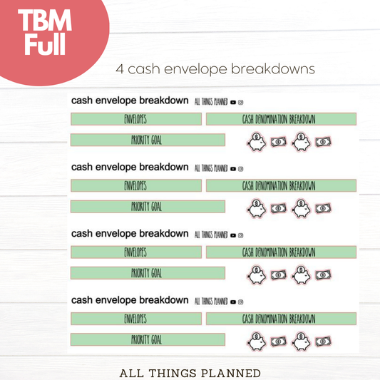 Full Mar. (Ladybugs) Cash Envelope Breakdown