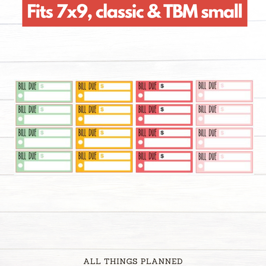 7x9 | Classic | TBM SMALL | Mar. (Ladybugs) Bill Due Stickers