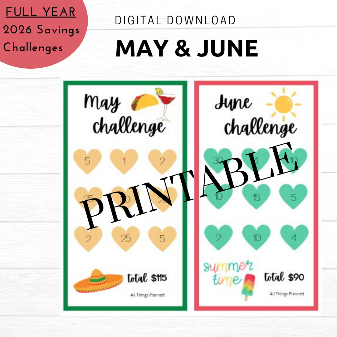 2026 FULL YEAR Printable Download - Savings Challenge Cards