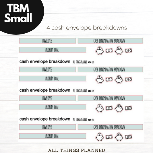 Small Oct (Pumpkins Bows) Cash Envelope Breakdown