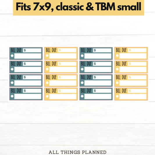 7x9 | Classic | TBM SMALL | Mar. (Bumblebees) Bill Due Stickers