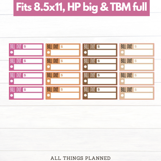 8.5x11 | Big | TBM FULL | Nov (Thanksgiving) Bill Due Stickers