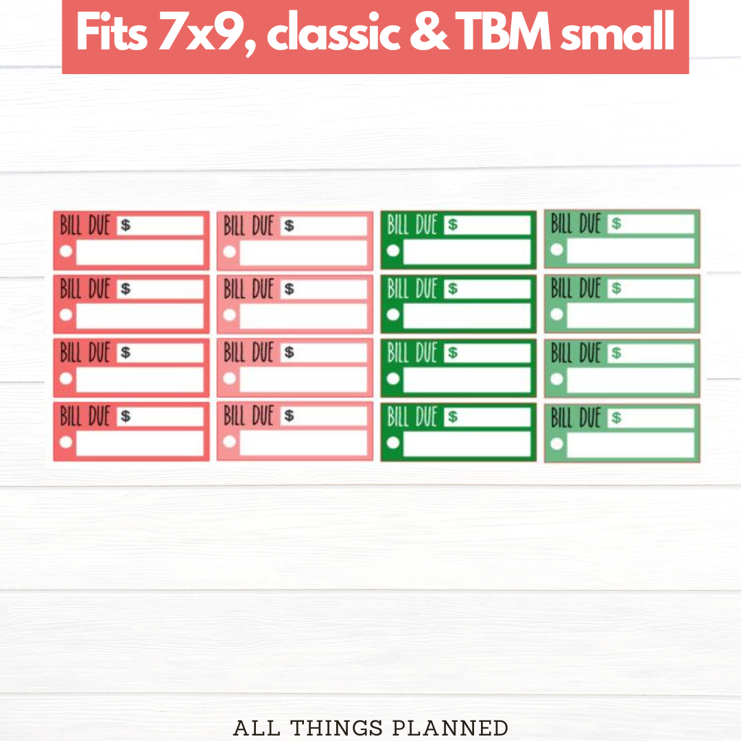 7x9 | Classic | TBM SMALL | May (Watermelon) Bill Due Stickers