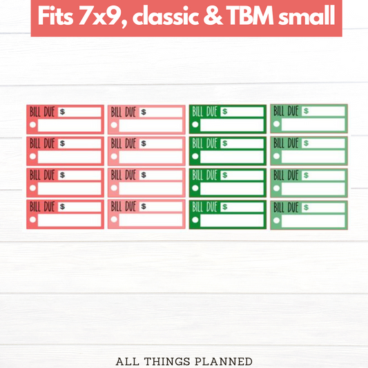 7x9 | Classic | TBM SMALL | May (Watermelon) Bill Due Stickers