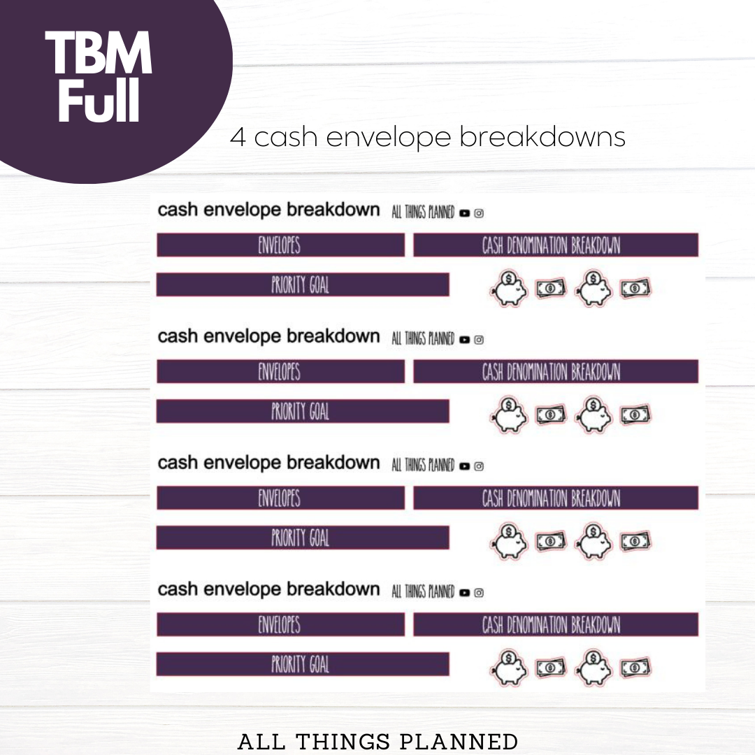 Full Feb. (Winter Flowers) Cash Envelope Breakdown