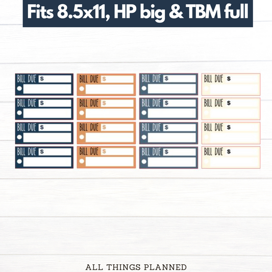 8.5x11 | Big | TBM FULL | Nov (Fall Cottage) Bill Due Stickers