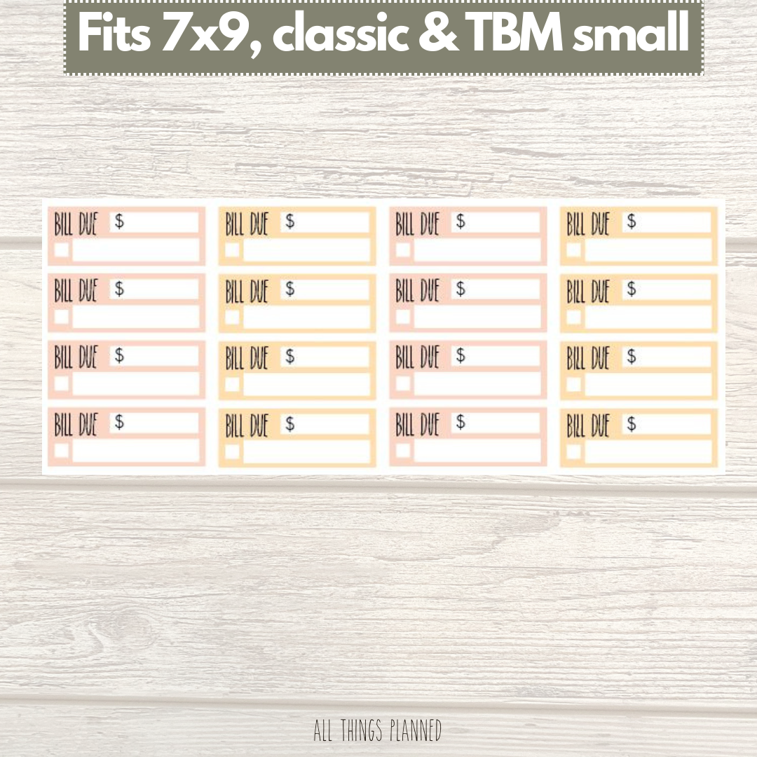 7x9 | Classic | TBM SMALL | May (Spring Florals) Bill Due Stickers