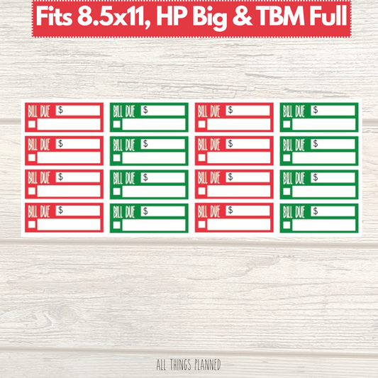 8.5x11 | Big | TBM FULL | April (Strawberry Garden) Bill Due Stickers