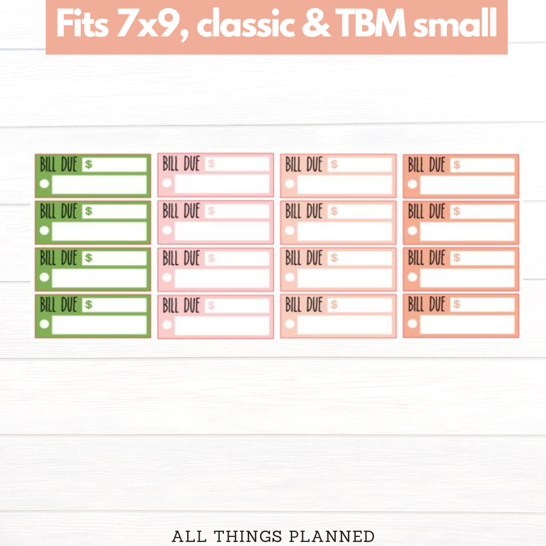 7x9 | Classic | TBM SMALL | May (Peaches) Bill Due Stickers