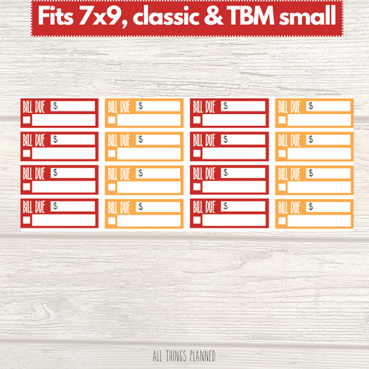 7x9 | Classic | TBM SMALL | Sept. (Fall Latte) Bill Due Stickers