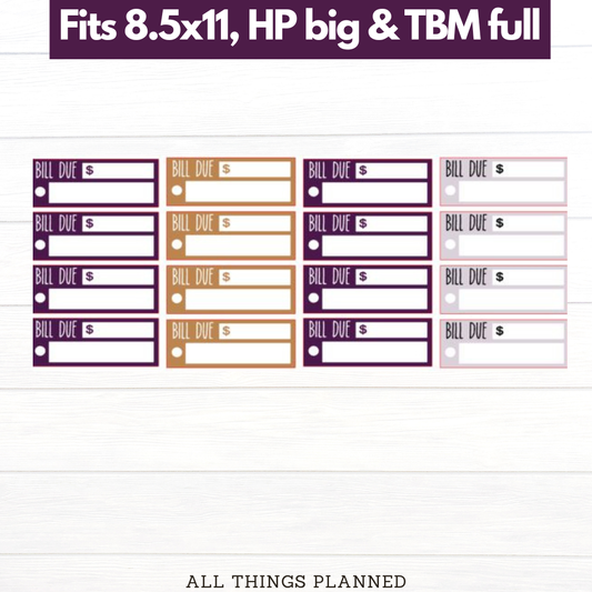 8.5x11 | Big | TBM FULL | Dec (Gingerbread) Bill Due Stickers