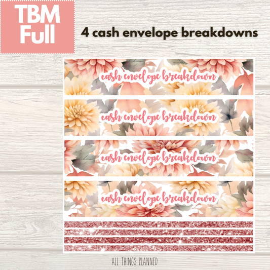 Full Oct. (Fall Florals) Cash Envelope Breakdown