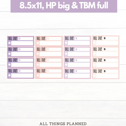 8.5x11 | Big | TBM FULL | Apr. (Spring Florals) Bill Due Stickers