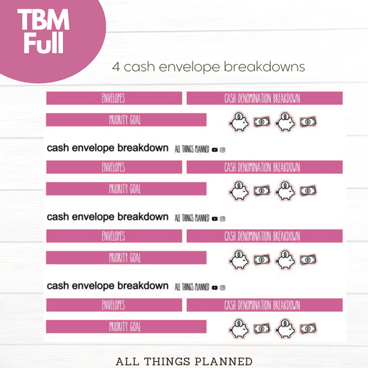 Full Nov (Thanksgiving) Cash Envelope Breakdown