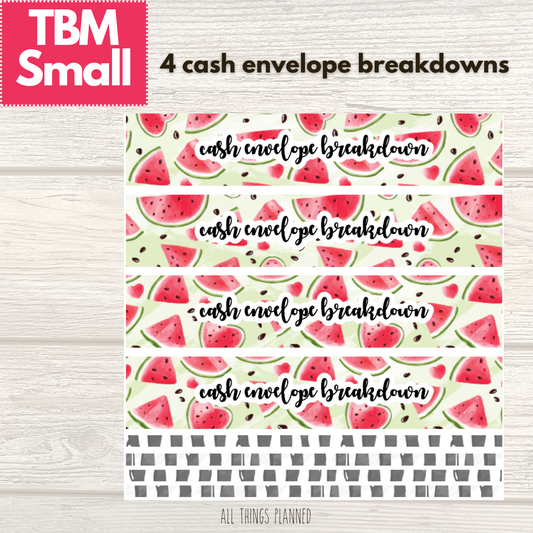 Small July (Watermelon) Cash Envelope Breakdown